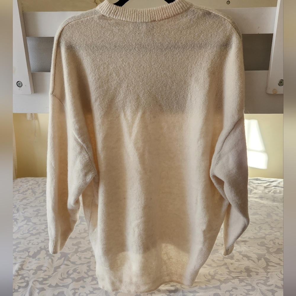 & Other Stories Crewneck Ribbed Wool Oversized Hi Low Hem Neutral Minimalist XS - Picture 5 of 9